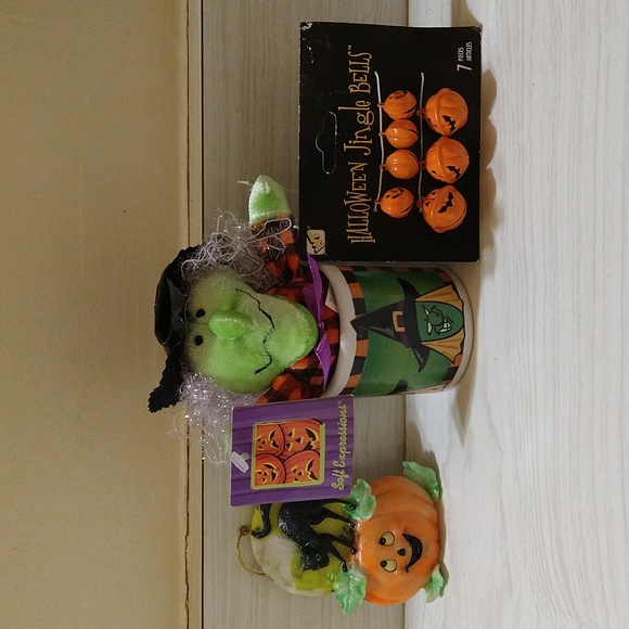 Other - Lot of 3 Halloween Crafts, Witch Cup, Plush Doll & Ornament